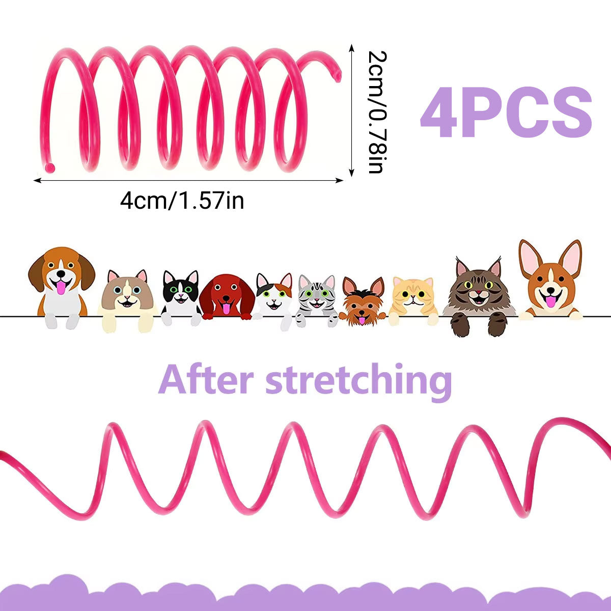 Cat Toys: 4PCS Cat Spring Toys Colourful Plastic Jumping Toy for Kitten Interactive Play