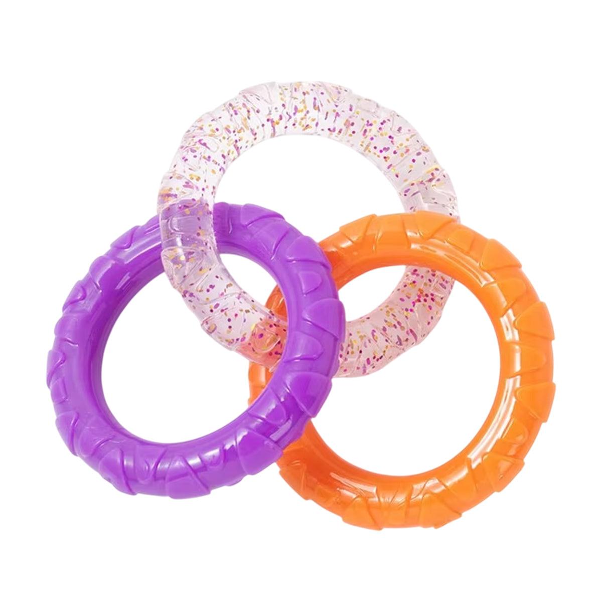 Dog Apparel: Interactive Dog Toys TRP Rubber Ring Teething Pet Rally Ring Chew Play Fetch - Orange-Purple