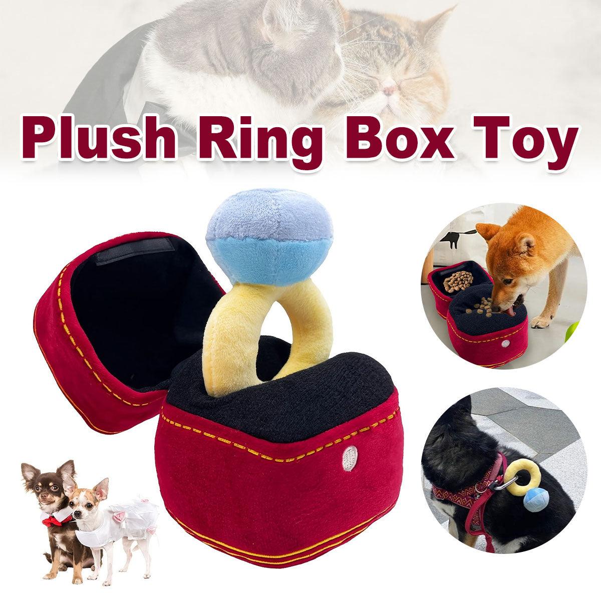 Dog Apparel: Plush Pet Toy Interactive Ring Box Chew Toy for Dogs and Cats Soft Squeaky Play