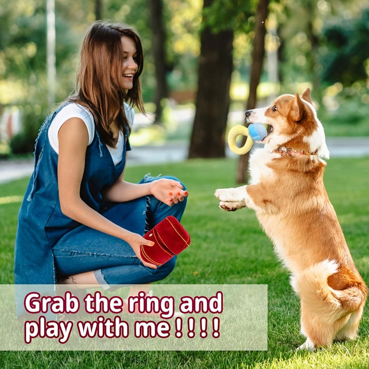 Dog Apparel: Plush Pet Toy Interactive Ring Box Chew Toy for Dogs and Cats Soft Squeaky Play