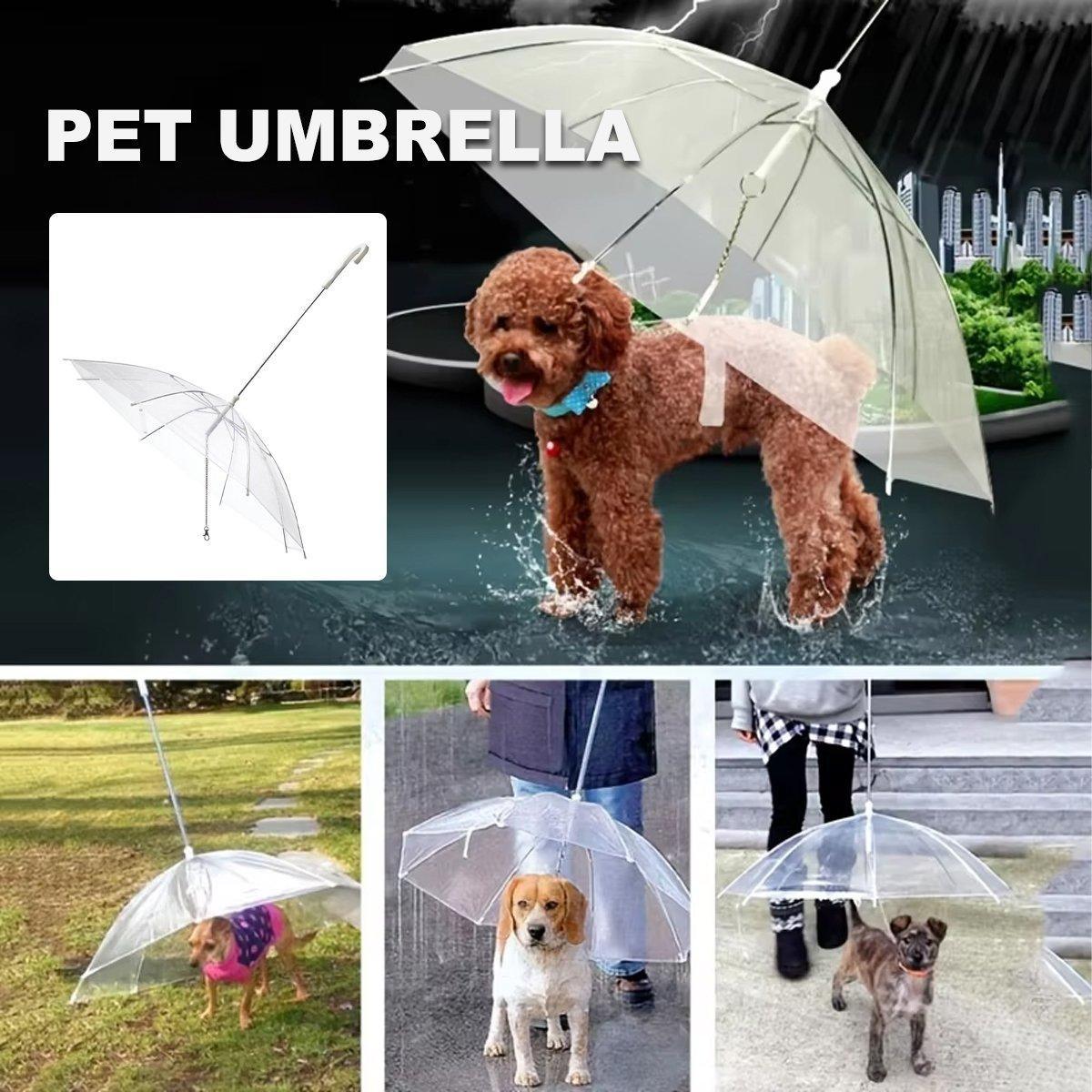 Dog Apparel: Pet Dog Transparent Umbrella 30 inch Diameter With Dog Leash For Rain Walking Outdoor
