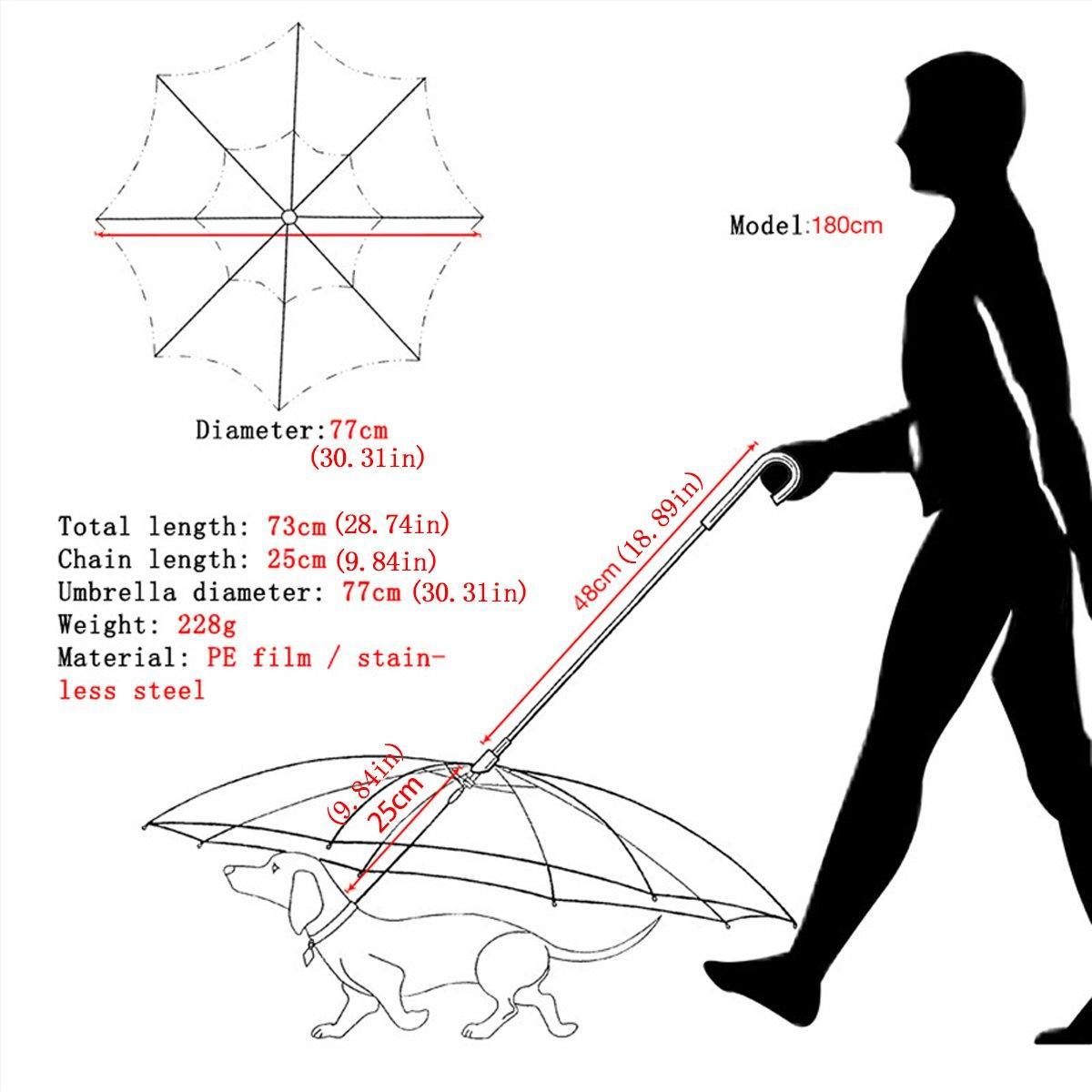 Dog Apparel: Pet Dog Transparent Umbrella 30 inch Diameter With Dog Leash For Rain Walking Outdoor