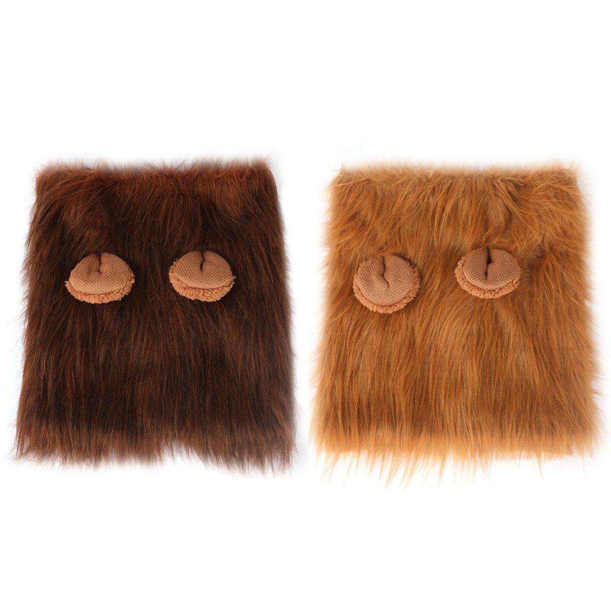 Dog Apparel: Lion Costume Mane Wig Large Dog Fancy Dress Up Party for Pet Halloween Clothes - Light Brown-L