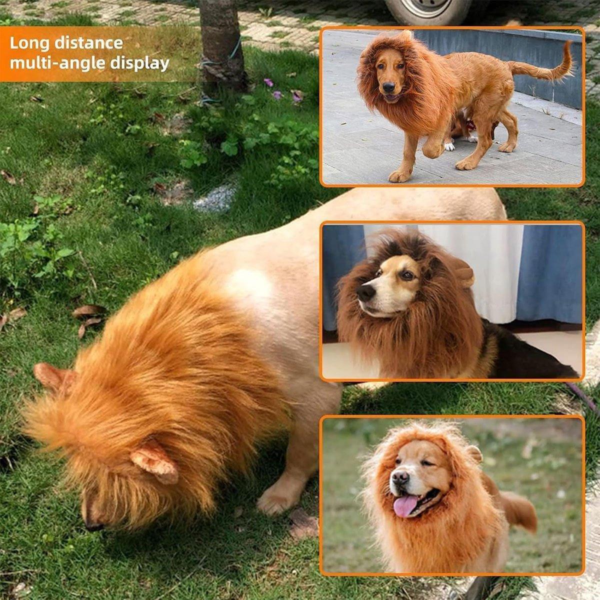 Dog Apparel: Lion Costume Mane Wig Large Dog Fancy Dress Up Party for Pet Halloween Clothes - Light Brown-S