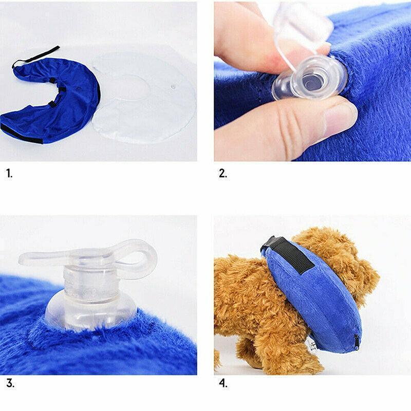 Dog Collars, Leads & Harnesses: Grey Pet Dog Inflatable Soft Healing Collar Cone Wound Medical Cat Protective Jackets - S (22*23CM)