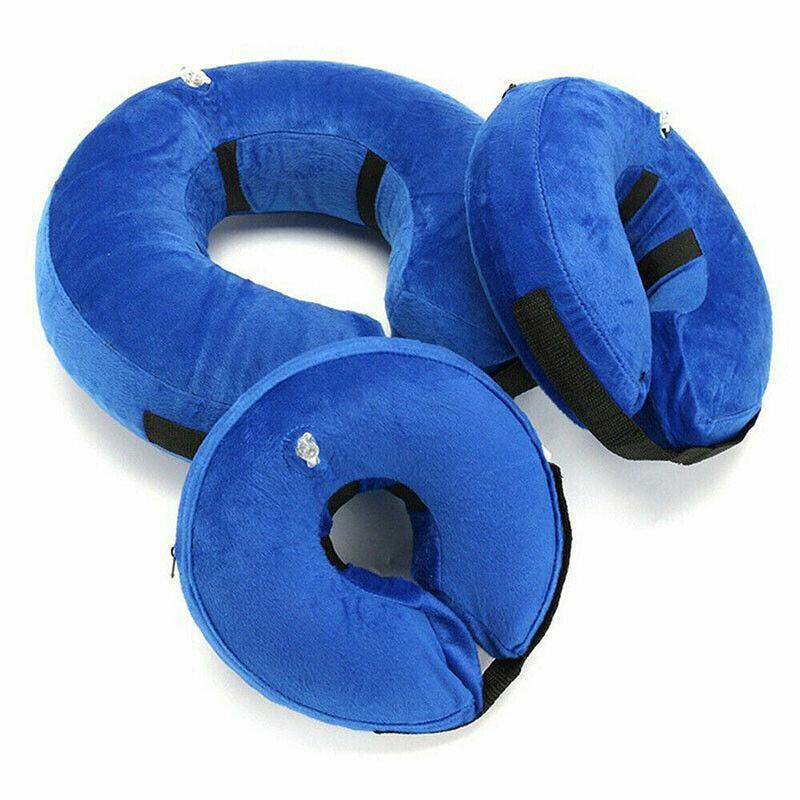 Dog Collars, Leads & Harnesses: Grey Pet Dog Inflatable Soft Healing Collar Cone Wound Medical Cat Protective Jackets - S (22*23CM)