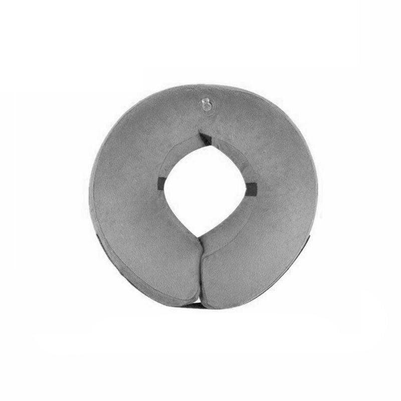 Dog Collars, Leads & Harnesses: Grey Pet Dog Inflatable Soft Healing Collar Cone Wound Medical Cat Protective Jackets - S (22*23CM)
