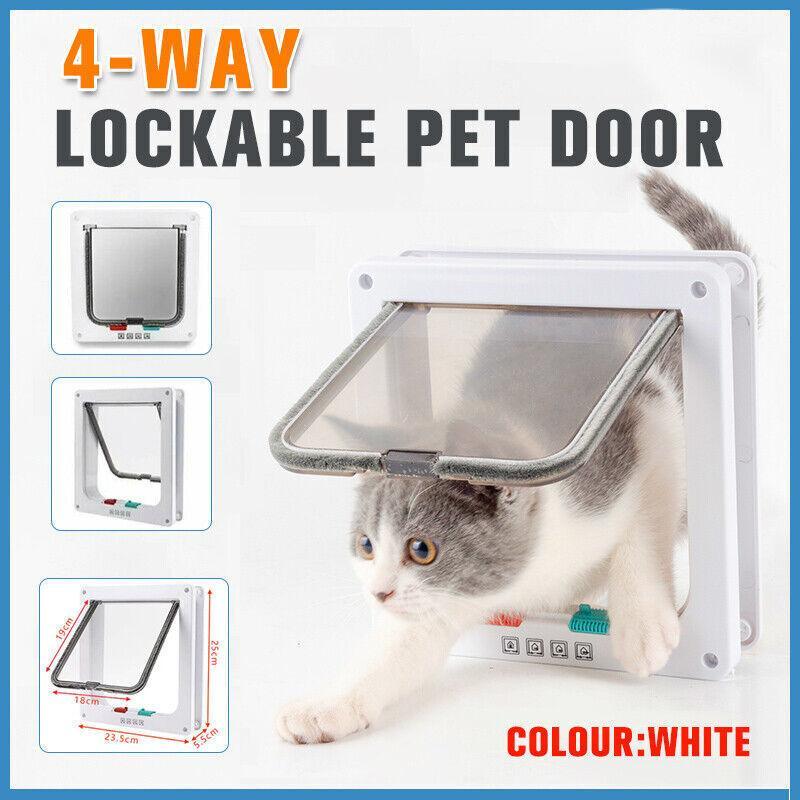 Cat & Dog Flaps: 4-Way Safe Lockable Locking Pet Cat Dog Door Brushy Flap Screen L Large Size