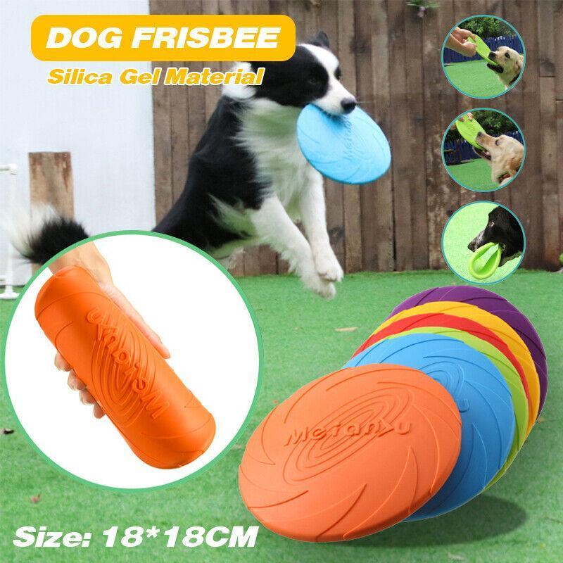 Dog Apparel: Frisbee Toy for Dogs Outdoor Fetch Training Soft Rubber Pet Flying Disc 18cm - Green