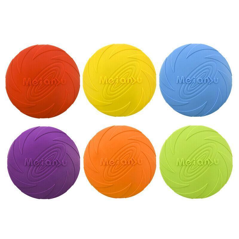 Dog Apparel: Frisbee Toy for Dogs Outdoor Fetch Training Soft Rubber Pet Flying Disc 18cm - Orange