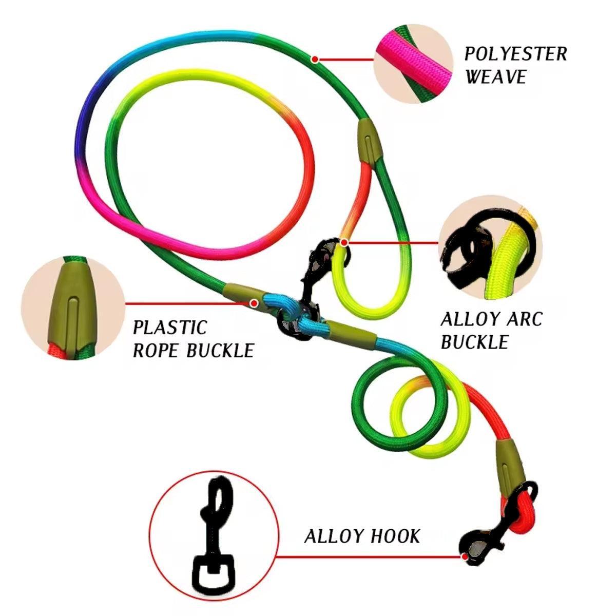 Dog Collars, Leads & Harnesses: Adjustable Diagonal Dog Walking Leash Hands Free Crossbody Pet Lead Dogs - Colourful