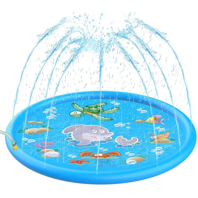 Dog Apparel: 100cm Dog Splash Pad Inflatable Pet Sprinkler Mat PVC Water Play Toy for Outdoors