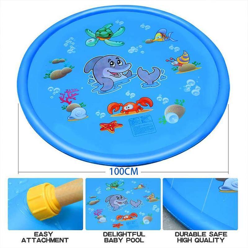 Dog Apparel: 100cm Dog Splash Pad Inflatable Pet Sprinkler Mat PVC Water Play Toy for Outdoors