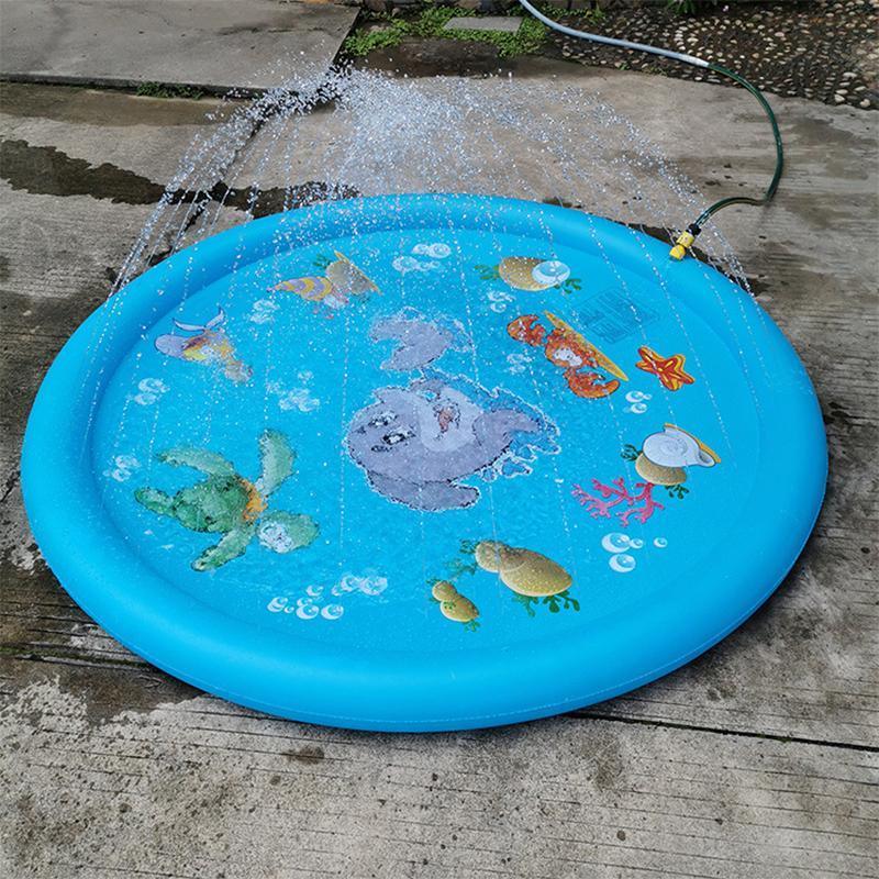 Dog Apparel: 100cm Dog Splash Pad Inflatable Pet Sprinkler Mat PVC Water Play Toy for Outdoors