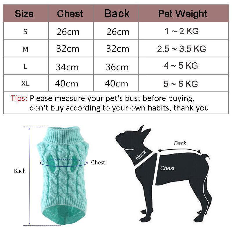Dog Apparel: Puppy Dog Jumper Winter Warm Knitted Sweater Pet Clothes Small Dogs Coat Thermal S Size - Beige