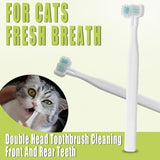 Pet Grooming Supplies: Double Head Toothbrush Dog Pet Cat Brush Dental Health Gum Care Cleaning Teeth