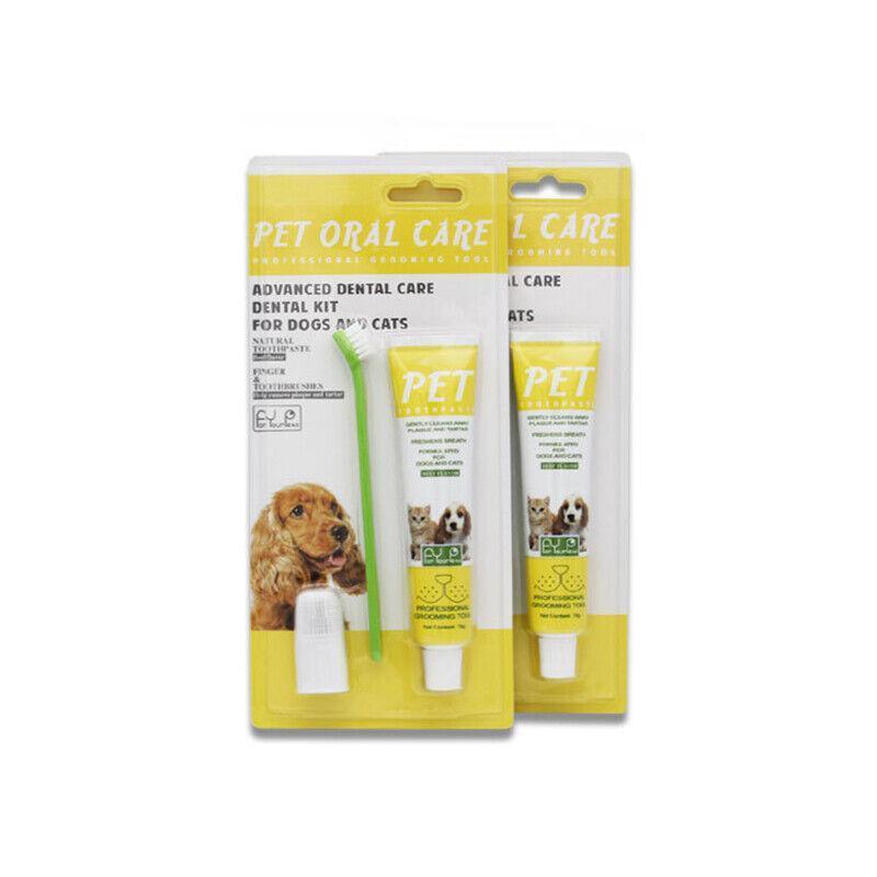 Pet Grooming Supplies: Pet Dog Cat Toothpaste and Toothbrush Set Beef Flavor