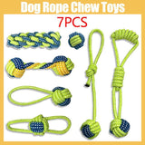 7PCS Dog Rope Chew Toys Set Cotton Knot Balls Puppy Teething Tug Training Toy