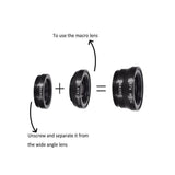 Camera Accessories: Wide Angle Macro Fisheye Phone Camera Lens Kit For Iphone Samsung Black