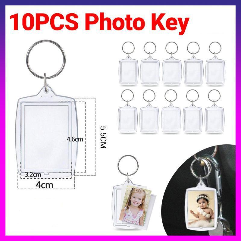Novelty Gifts: 10PCS Clear Acrylic Photo Keyring - DIY Picture Frame Keychain Gifts