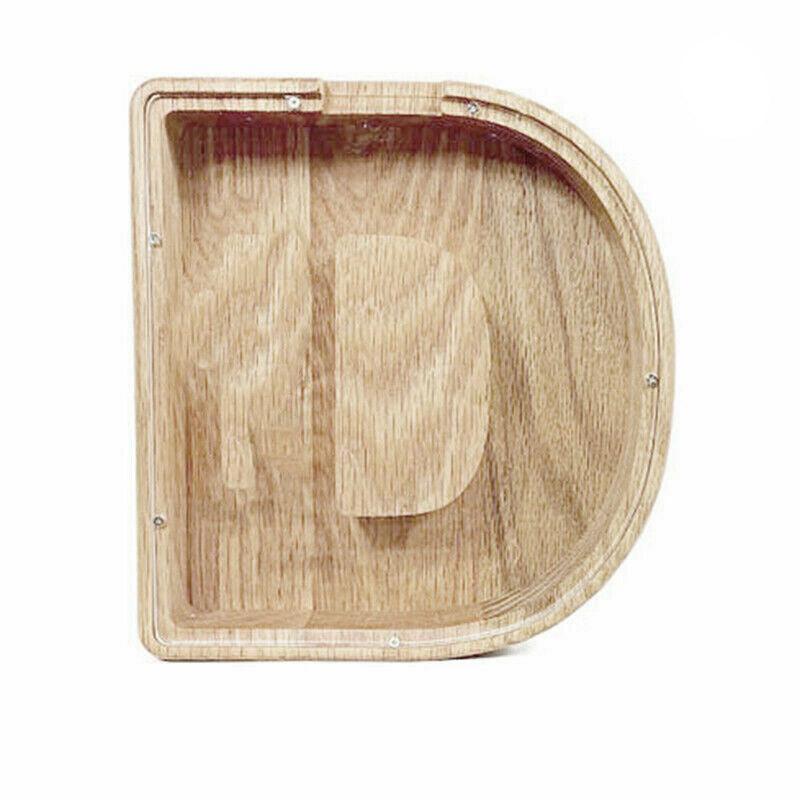 Storage Boxes: Wooden Piggy Bank Funny Letter or Guitar Coin Saving Money Box AZ Gift Idea - C