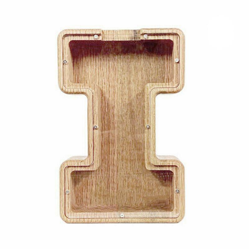 Storage Boxes: Wooden Piggy Bank Funny Letter or Guitar Coin Saving Money Box AZ Gift Idea - C