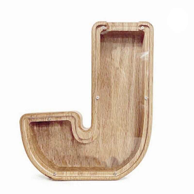 Storage Boxes: Wooden Piggy Bank Funny Letter or Guitar Coin Saving Money Box AZ Gift Idea - C