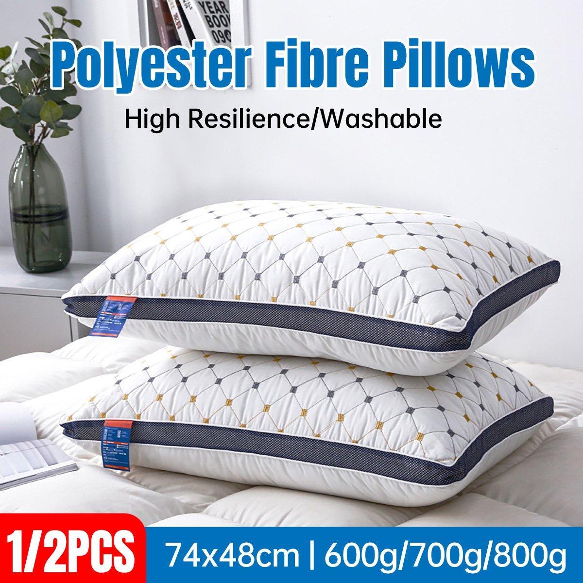 Cushions & Throws: 1/2PCS Hotel Style Polyester Fibre Pillow Washable High Rebound Support - 600g