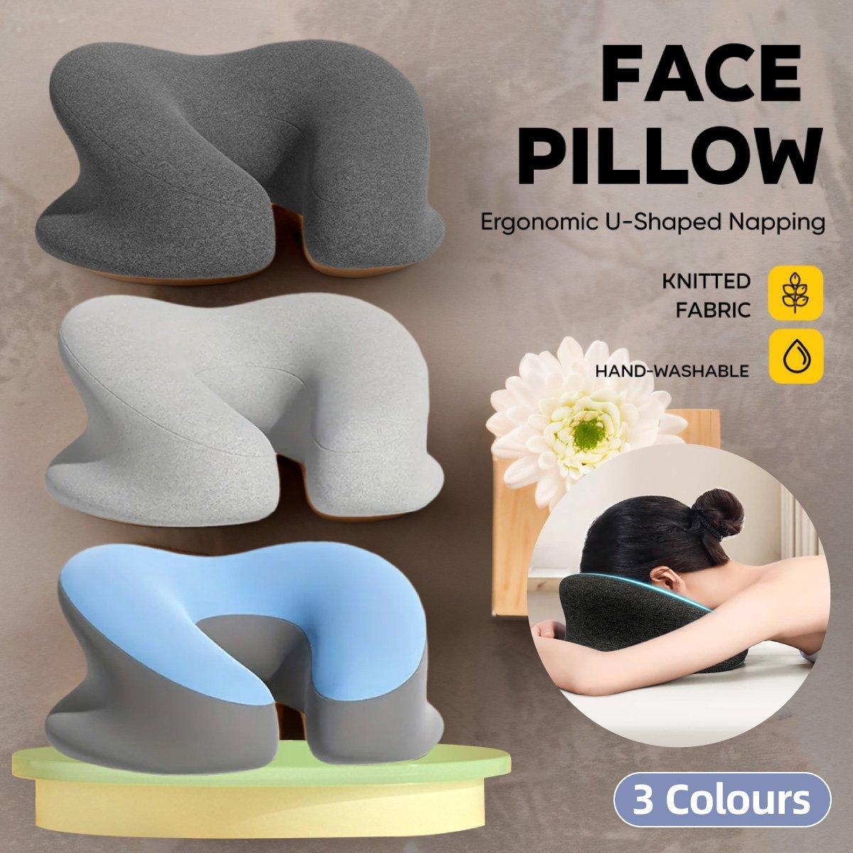 Cushions & Throws: Universal Massage Table Face Cushion Pillow U Shape Head Face Down Rest Pillow - Light Grey