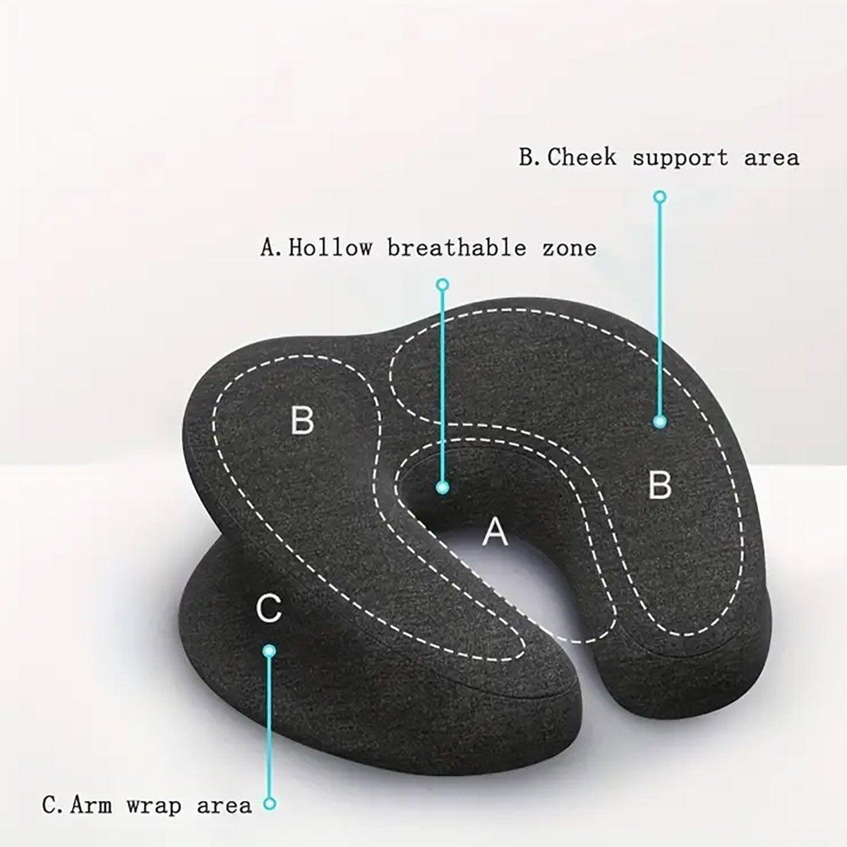 Cushions & Throws: Universal Massage Table Face Cushion Pillow U Shape Head Face Down Rest Pillow - Light Grey