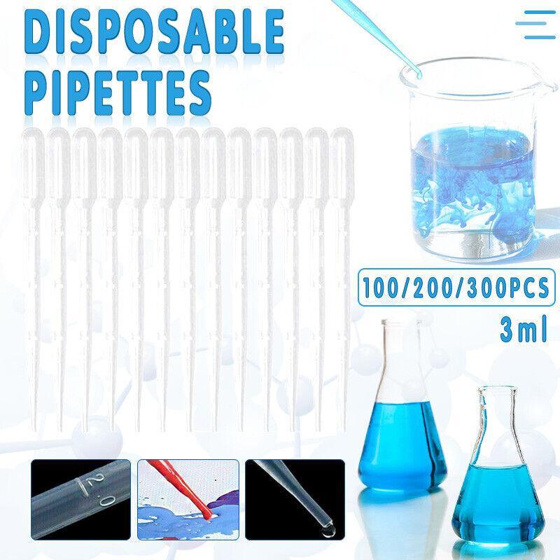 Pharmaceutical Supplies: 100X 3ml Disposable Graduated Plastic Pipettes for Liquid Transfer - 100PCS