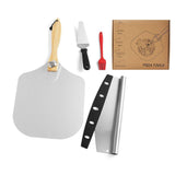Bakeware & Accessories: Aluminum Pizza Shovel 12Inch Pizza Transfer Tool with Pizza Cutter and Wheel Set