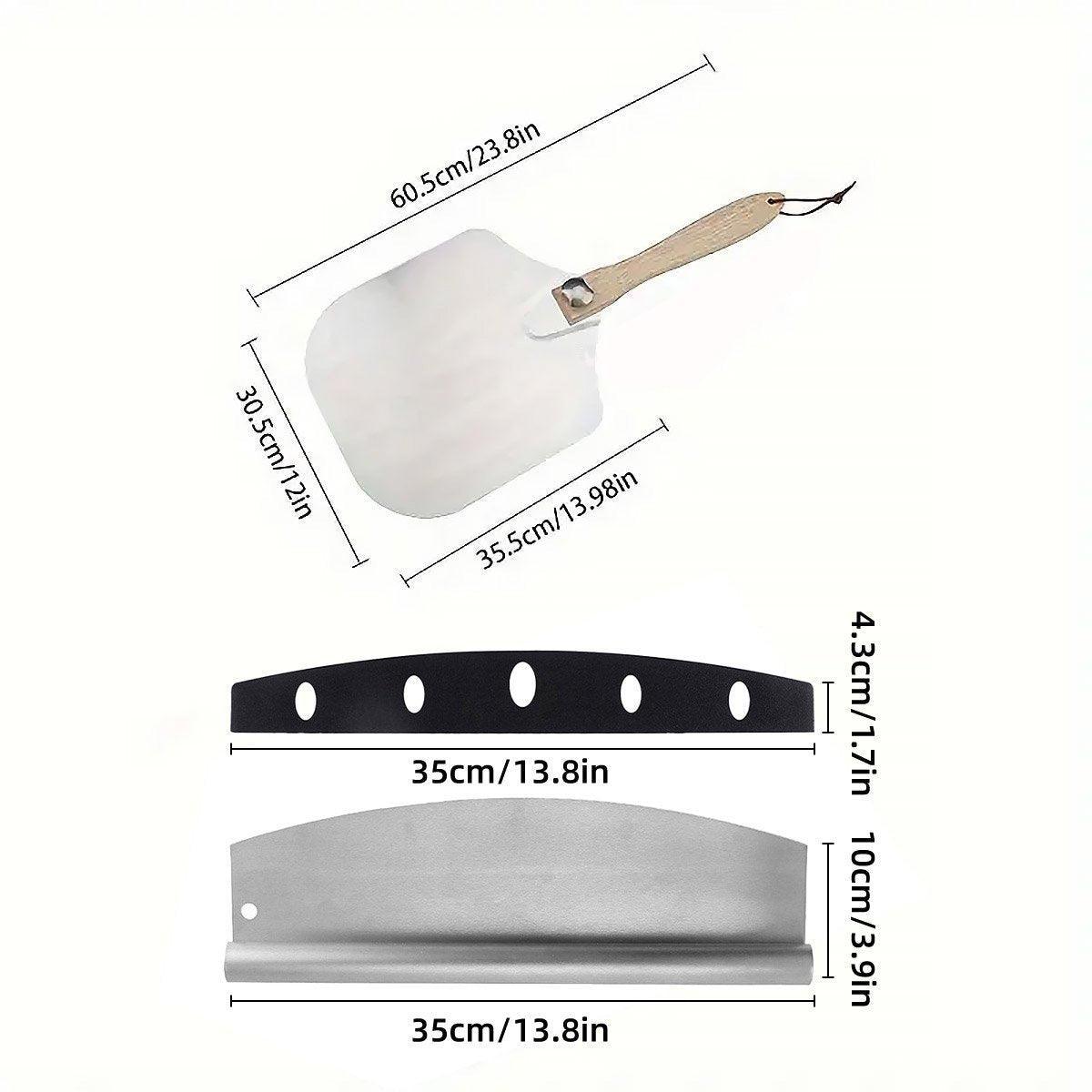 Bakeware & Accessories: Aluminum Pizza Shovel 12Inch Pizza Transfer Tool with Pizza Cutter and Wheel Set