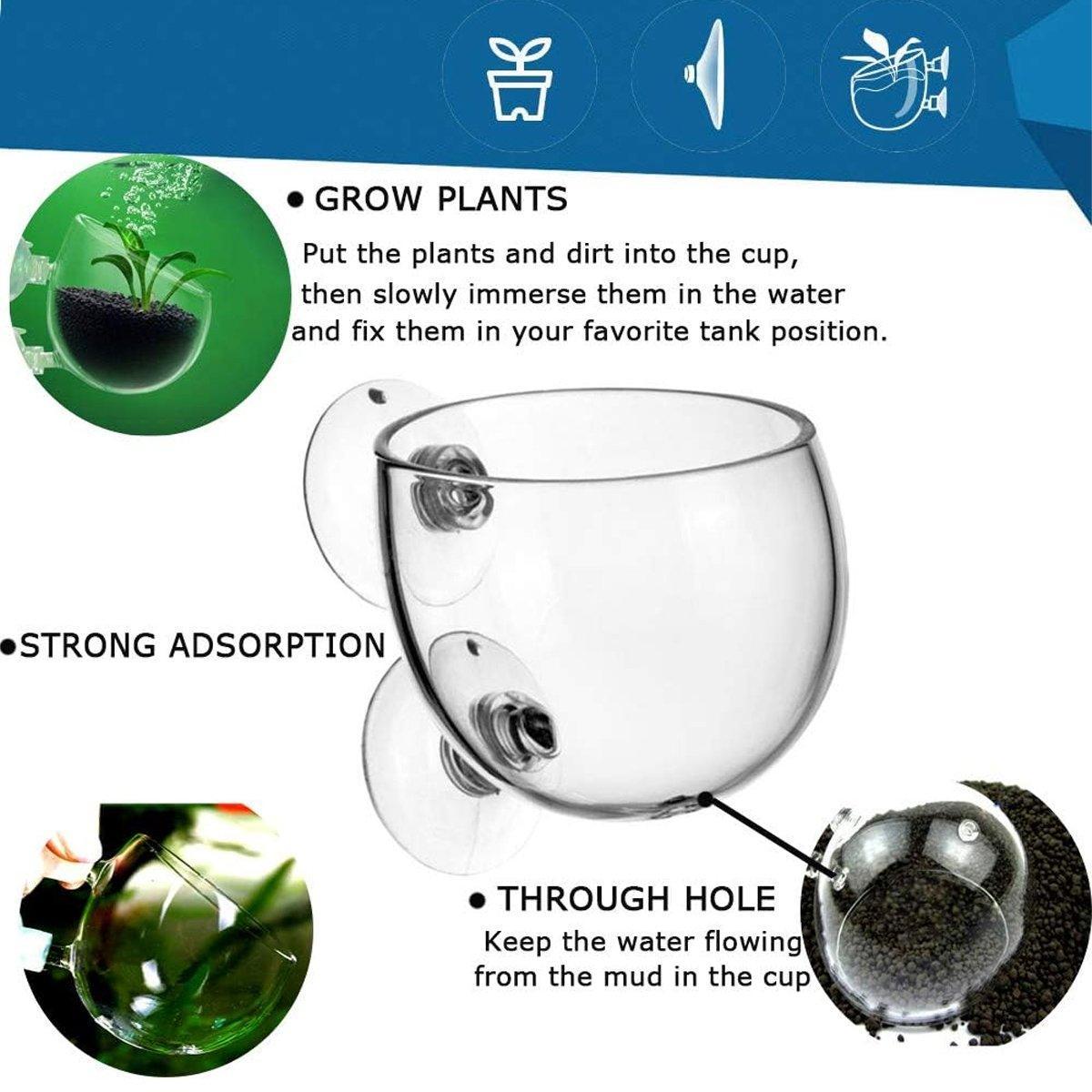 Aquarium Decor: Aquarium Plant Cup for Breeding and Aquascaping Glass Water Plant Holder