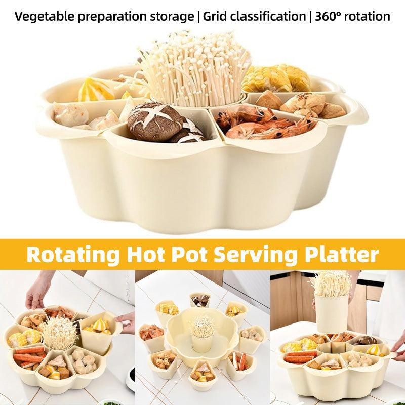 Kitchen Utensils: Multifunctional Hot Pot Platter 9 Grid Serving Dish Vegetable Snack Plate Tray
