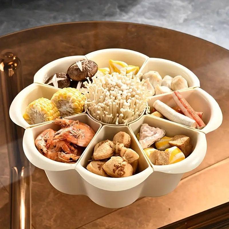 Kitchen Utensils: Multifunctional Hot Pot Platter 9 Grid Serving Dish Vegetable Snack Plate Tray