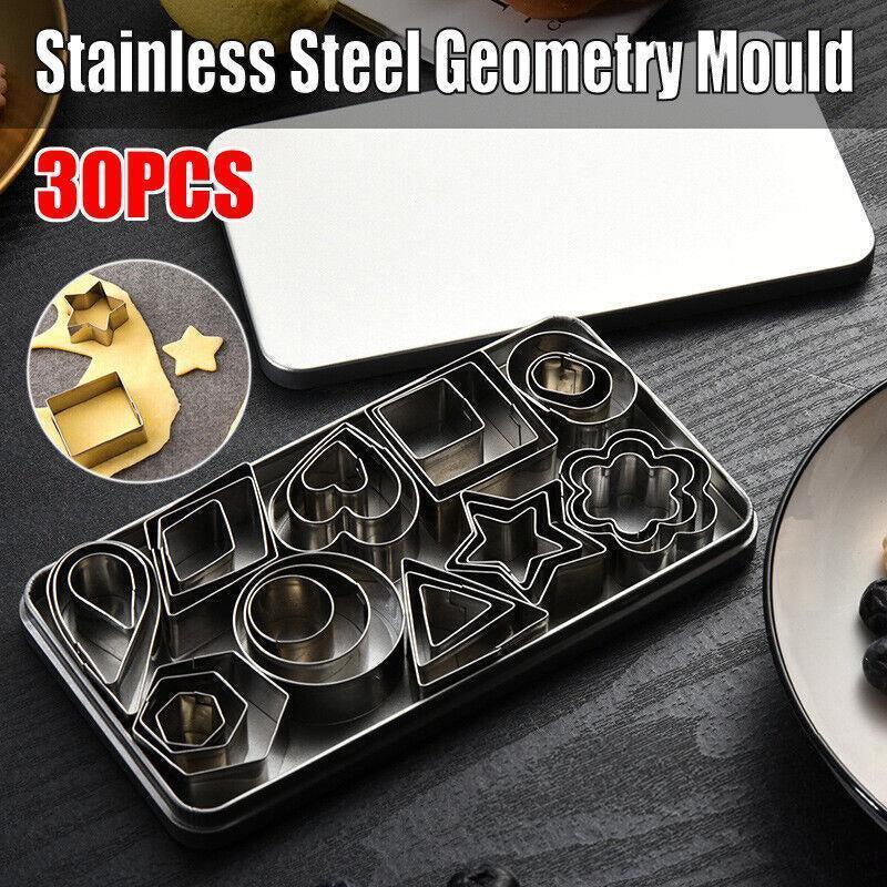 Bakeware & Accessories: 30X Polymer Clay Cutter Stainless Steel Geometry Pottery Tool Cutting Mould Diy