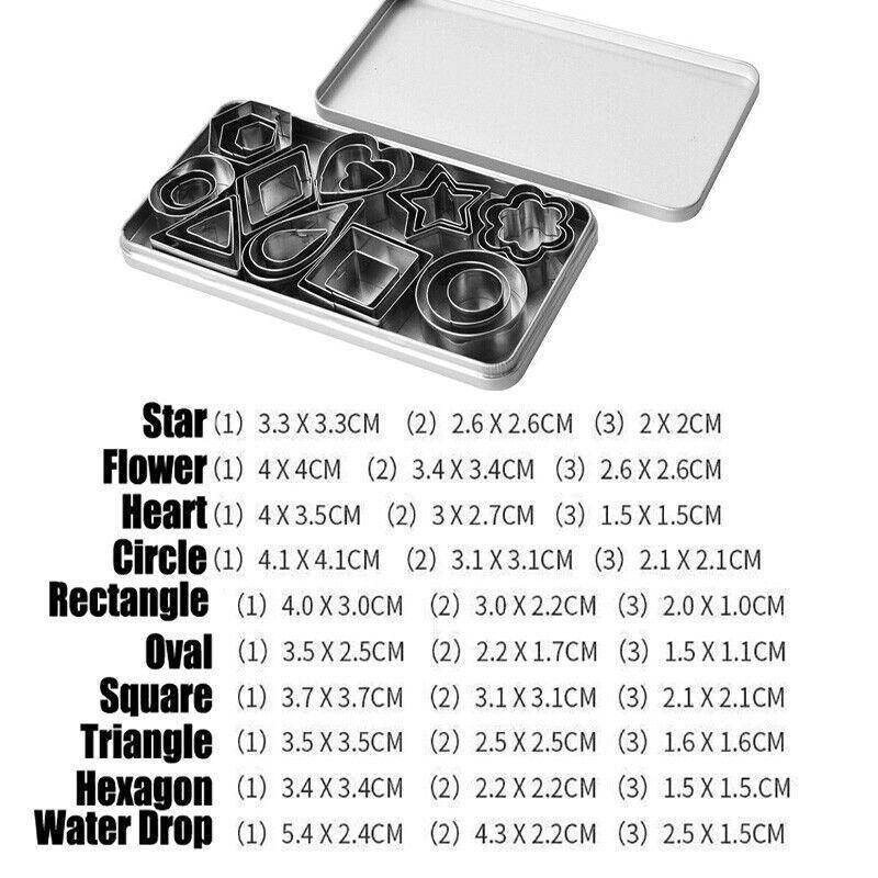 Bakeware & Accessories: 30X Polymer Clay Cutter Stainless Steel Geometry Pottery Tool Cutting Mould Diy