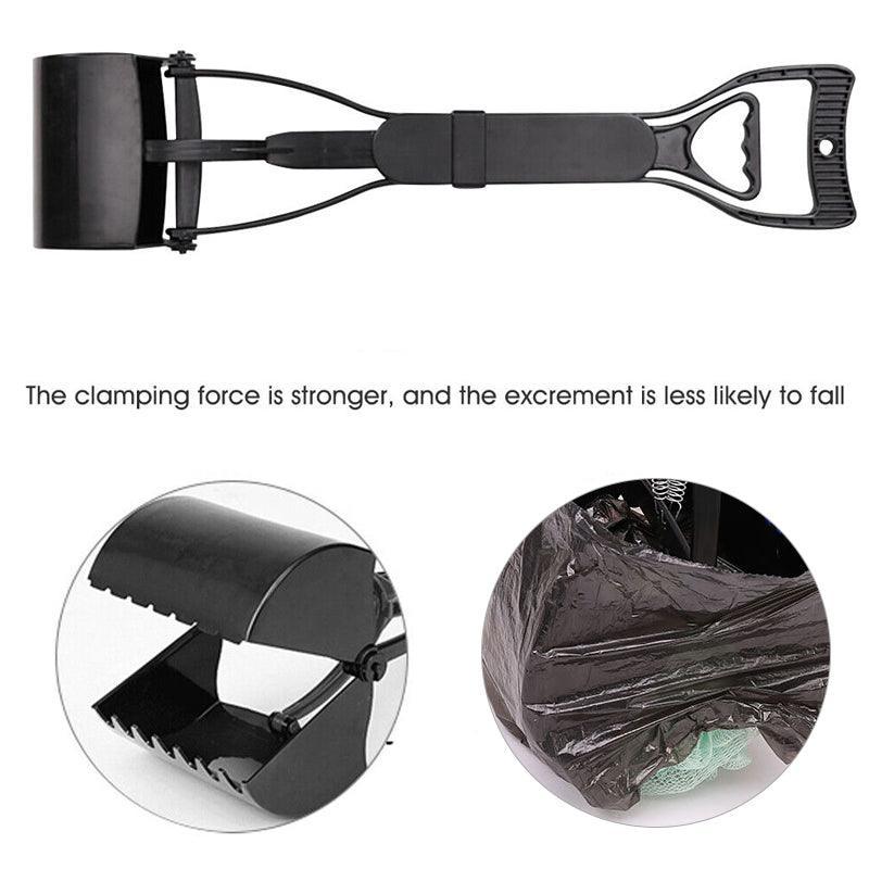 Small Animal Habitats & Cages: Long Handle Pet Pooper Scooper with Clamping Jaw for Dog Waste Pickup Outdoor Use