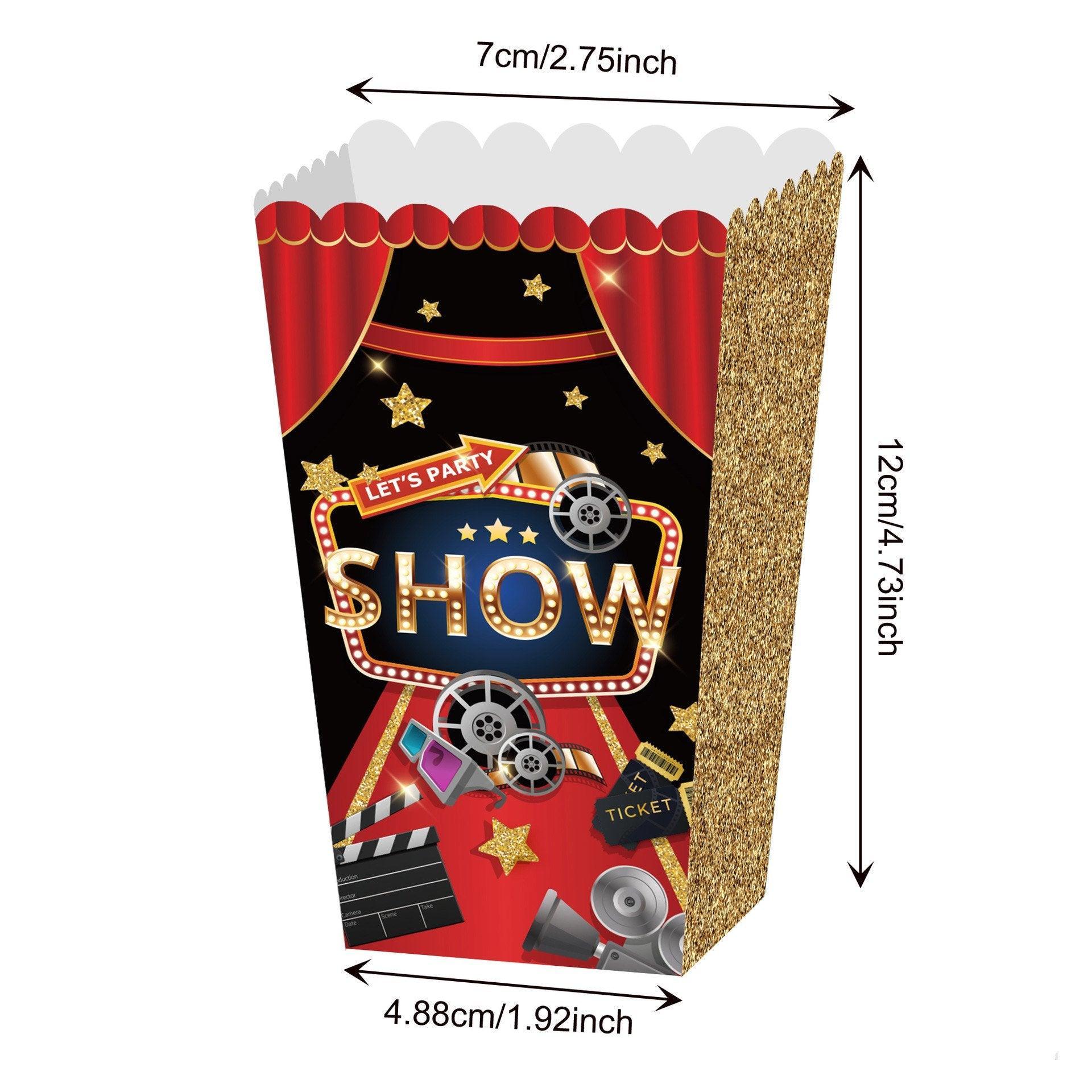 Disposable Plates: 24 PCS Movie Night Snack Trays Popcorn Food Drink Holder Cinema Party Supplies - 24pcs-KY001