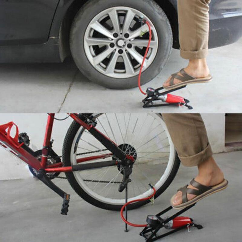 Bicycle Parts: High Pressure Foot Pump Bicycle Ball Motorbike Car Type Inflator Tire Air Pump
