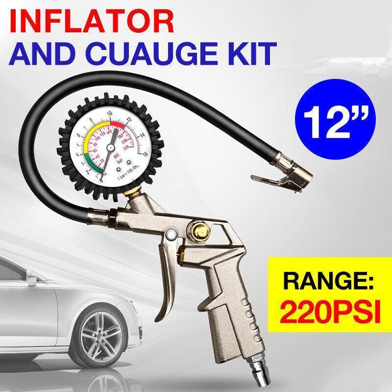 Air Compressors Accessories: Air Tyre Inflator Pressure Meter Car Truck Tire Pump Hose Gauge Compressor Tools