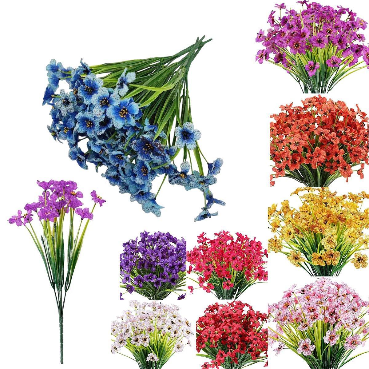 Artificial Flowers & Plants: 12pcs Artificial Flowers Set for Home Decor Wedding Party Fake Floral Decor - Orange