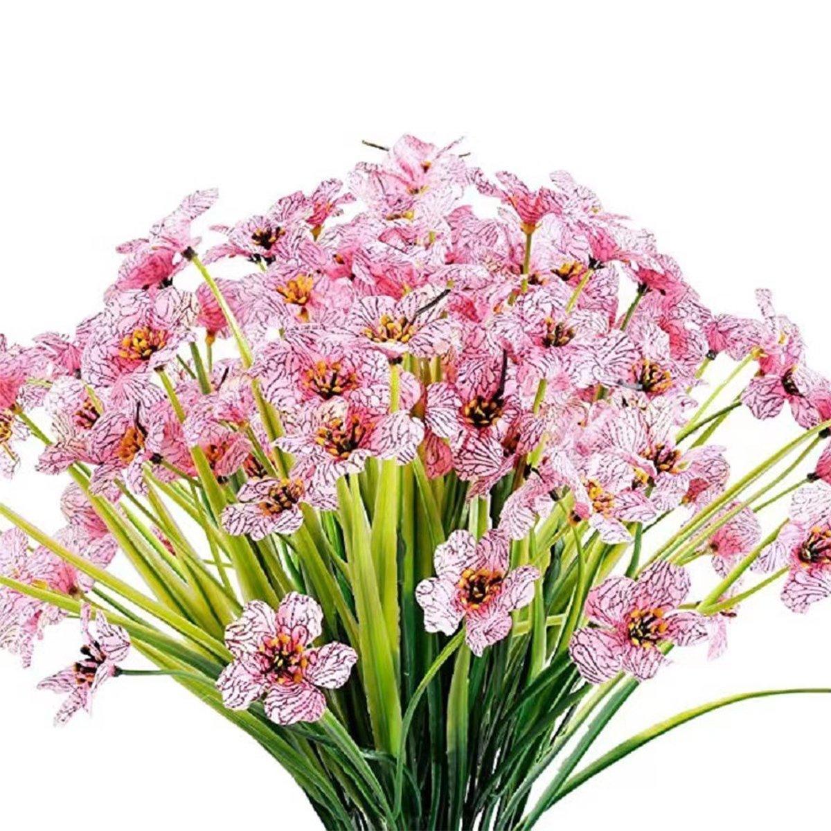 Artificial Flowers & Plants: 12pcs Artificial Flowers Set for Home Decor Wedding Party Fake Floral Decor - Orange