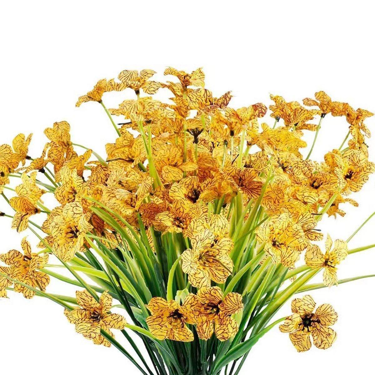 Artificial Flowers & Plants: 12pcs Artificial Flowers Set for Home Decor Wedding Party Fake Floral Decor - Orange