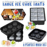 Food Storage: Large Ice Cube Tray Ball Maker Big Silicone Mold Sphere Whiskey Round Mould - Circular 4 grid
