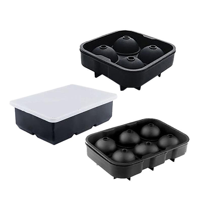 Large Ice Cube Tray Ball Maker Big Silicone Mold Sphere Whiskey Round Mould - Circular 4 grid
