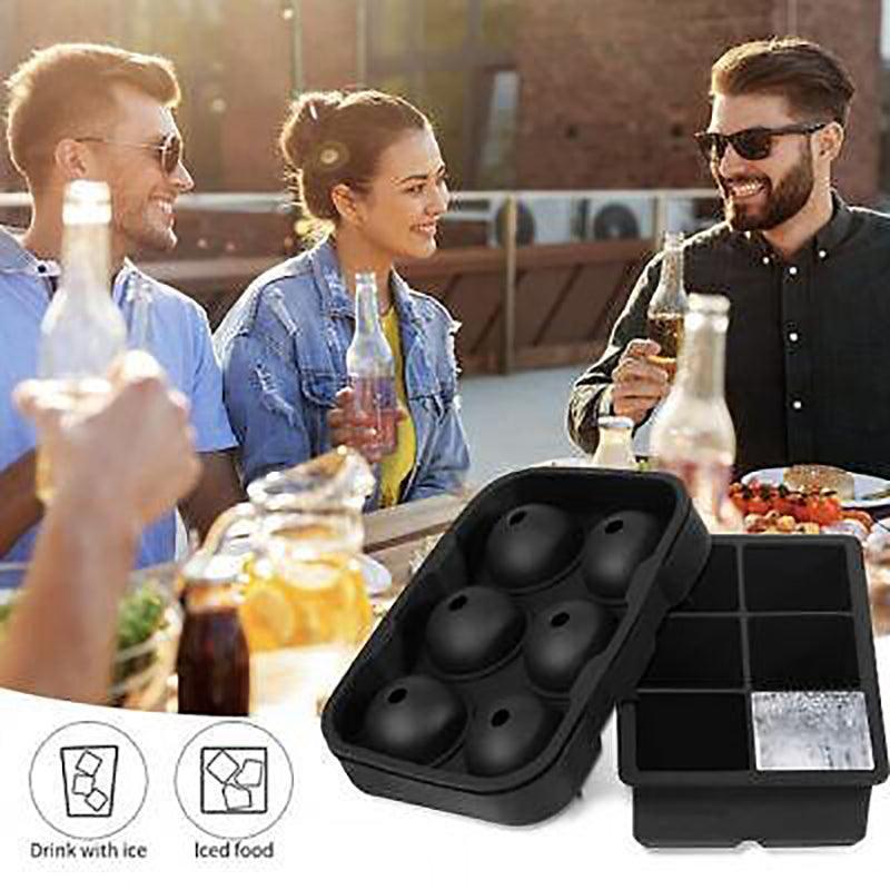 Food Storage: Large Ice Cube Tray Ball Maker Big Silicone Mold Sphere Whiskey Round Mould - Circular 6 grid