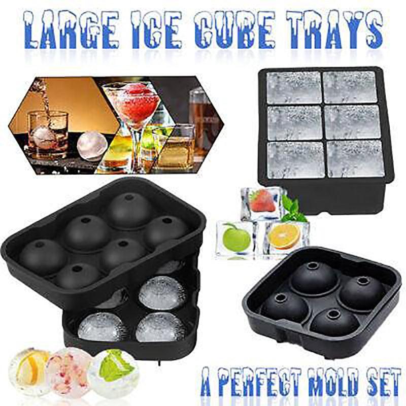 Large Ice Cube Tray Ball Maker Big Silicone Mold Sphere Whiskey Round Mould - Square 6 grid