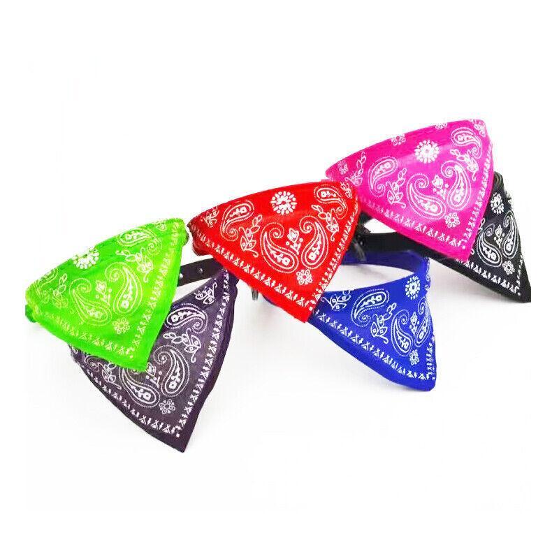 Pet ID Tags: Adjustable Bandana Collar with Bell for Small Dogs and Cats Triangle Scarf Style - Blue